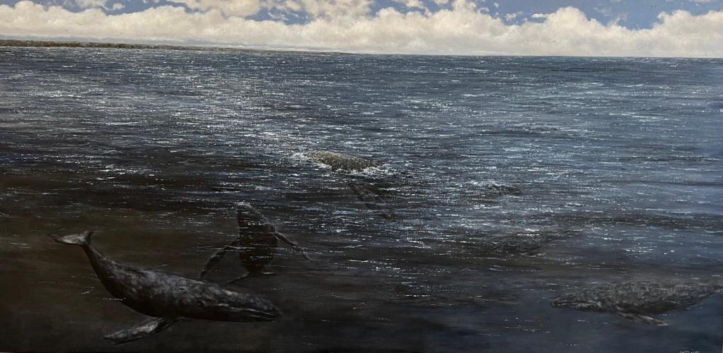 What If?  Whales In Georgian Bay by Lorne McDermott - Artist Painting & Showing Onsite At the Gallery