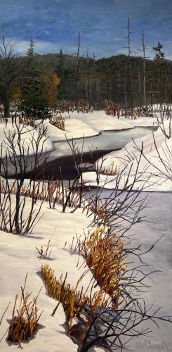 Winter Warming by Debra Lynn Carroll - Artist Painting & Showing Onsite At the Gallery
