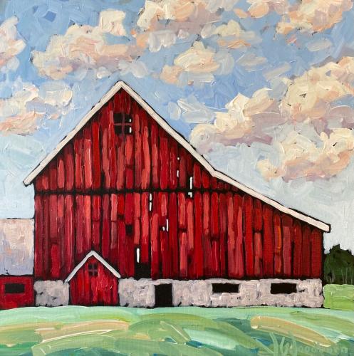 Classic Red Barn by Jennifer Woodburn - Artist Showing Onsite At the Gallery