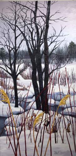 Brightening A Winter Day by Debra Lynn Carroll - Artist Painting & Showing Onsite At the Gallery